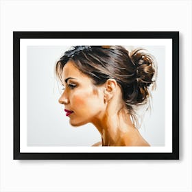 Side Profile Of Beautiful Woman Oil Painting 91 Art Print