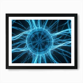 Abstract Circular, Glowing Blue Lines With A Spinning, Technological Look, Representing Energy, A Core, Or A Powerful Force Art Print