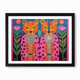 Leopard 1 Folk Style Animal Illustration Art Print