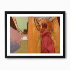 Woman In Pink Dress Art Print