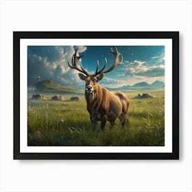 Deer In The Grass 3 Art Print