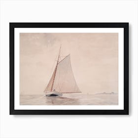 Sailboat On The Ocean Vintage Painting Art Print