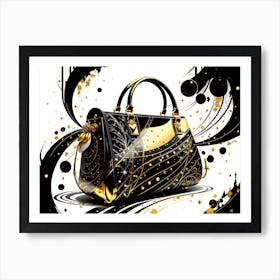 Gold And Black Handbag Art Print