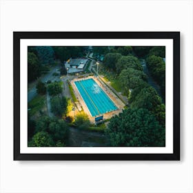 Poster swimming pool with athletes training water polo. San Donato Milanese, Italia Art Print