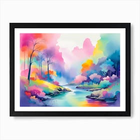 Rainbow Landscape Painting Art Print