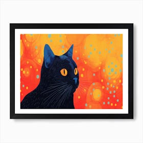 Black Cat With Yellow Eyes 1 Art Print