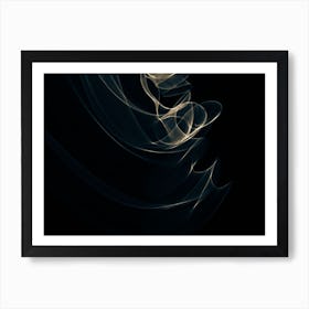 Glowing abstract curved blue and yellow lines 15 Art Print