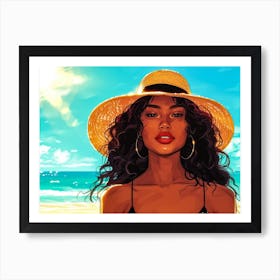 Illustration of an African American woman at the beach 28 Art Print