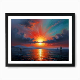 Sunset Over The Sea Art Print