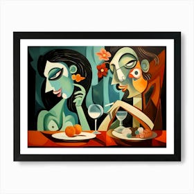 Two Lovers Drinking Wine Art Print