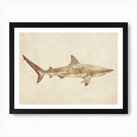 Smooth Hammerhead  Shark Grey Silhouette 2 Art Print