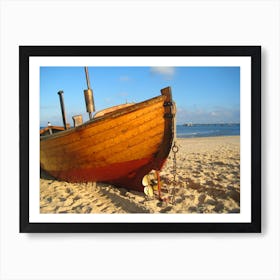 Old Wooden Boat On The Beach Art Print