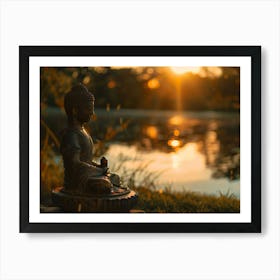 Buddha Deep Meditation In Sunset 1 Art Print