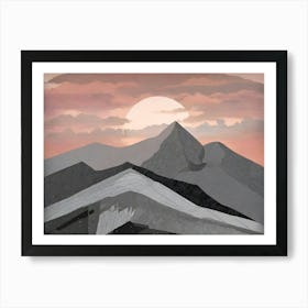 Mountain Landscape Watercolor Scene Art Print