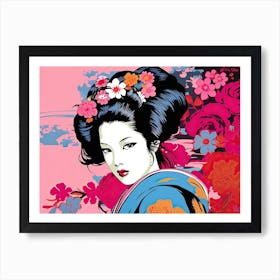 Geisha Face Pop Art 7 Art Print