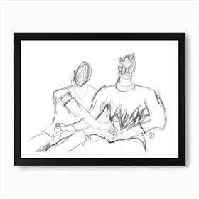 Poster Print Giclee Wall Art Adult Mature Explicit Homoerotic Erotic Man Male Nude Gay Art Drawing Artwork 010 Art Print