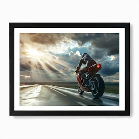 Rider On Red Bike (22) Art Print