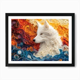 Samoyed Paper Quilling Dog Portrait II Art Print