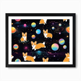 Galaxy Corgis Art Print