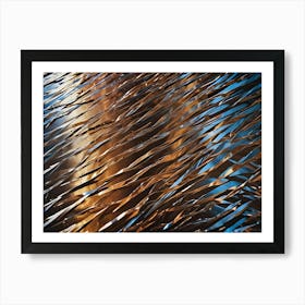 A Texture Of Silver, Metallic, Wavy Strips, Creating A Shimmering Effect Art Print