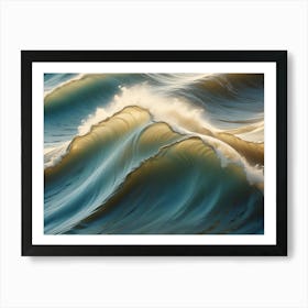 Powerful Ocean Waves With A Golden Glow, Captured At The Moment Of Their Crest, Creating A Sense Of Energy And Movement Art Print