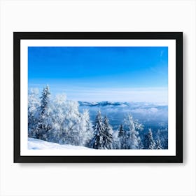 An Abstract Winter Landscape Under A Bright Sunny Sky Freshly Fallen Snow Draping White Iced Trees (1) Art Print