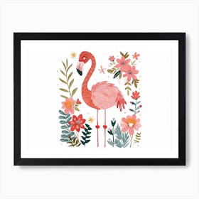 Little Floral Flamingo 3 Art Print