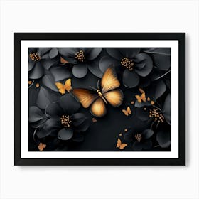 3d Art Abstract Floral Background With Green Flowers 3d Flower Art Print