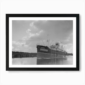 Freighter Outbound From The Port Of Houston, Houston, Texas, She Is Riding High Because She Will Load Most Of Her Art Print