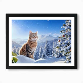 Cat In The Snow Art Print