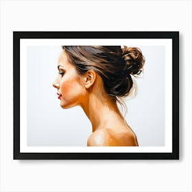 Side Profile Of Beautiful Woman Oil Painting 3 Art Print