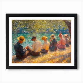 Digital Serenity on La Grande Jatte: Seurat's Sunday in the Smartphone Era Art Print