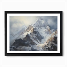 Snowy Winter Mountain Range Art Print