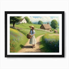 Girl In A Field Art Print