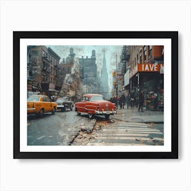 Temporal Resonances: A Conceptual Art Collection. New York City Street Scene Art Print