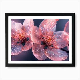 Water Droplets On Cherry Blossoms Art Print