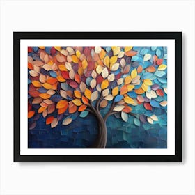 Butterflies Tree Art with Hanging Leaves Art Print