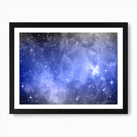 Sky Blue Black Galaxy Space Background Art Print