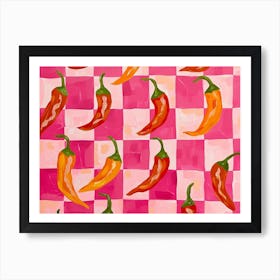 Chillis Pink Checkerboard 1 Art Print