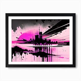 Pink City Skyline 1 Art Print