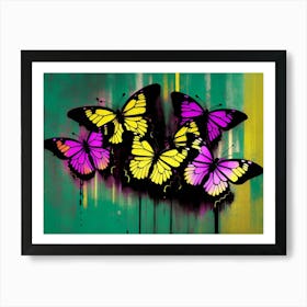 Butterflies On The Wall 3 Art Print