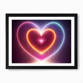 A Colorful Glowing Heart On A Dark Background Horizontal Composition 67 Art Print