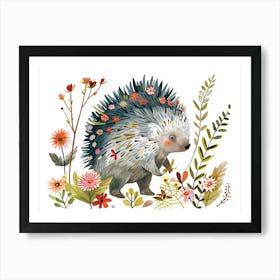 Little Floral Porcupine 2 Art Print