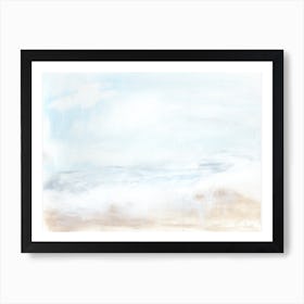 Unique Abstract Beach Landscape Coastal Painting Blue Beige Art Print