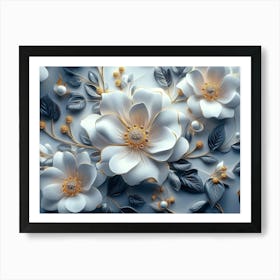 White Flowers Wallpaper 2 Art Print