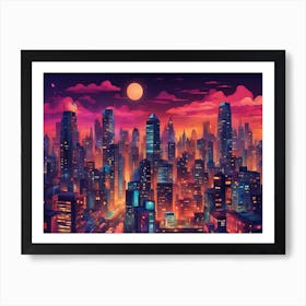 Night City Skyline Art Print