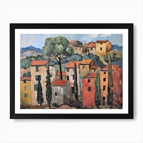 Charming Courtyard Painting Inspired By Paul Cezanne Art Print