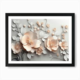 3d With Simple Floral Painting Art Print