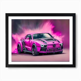 Pink Car Painting Art Print