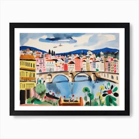 Florence Italy Cute Watercolour Illustration 1 Art Print
